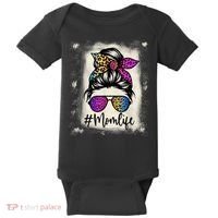 Womens Mom Life Bleached Rainbow Leopard Shirt Mama Mother Baby Bodysuit thumb 0