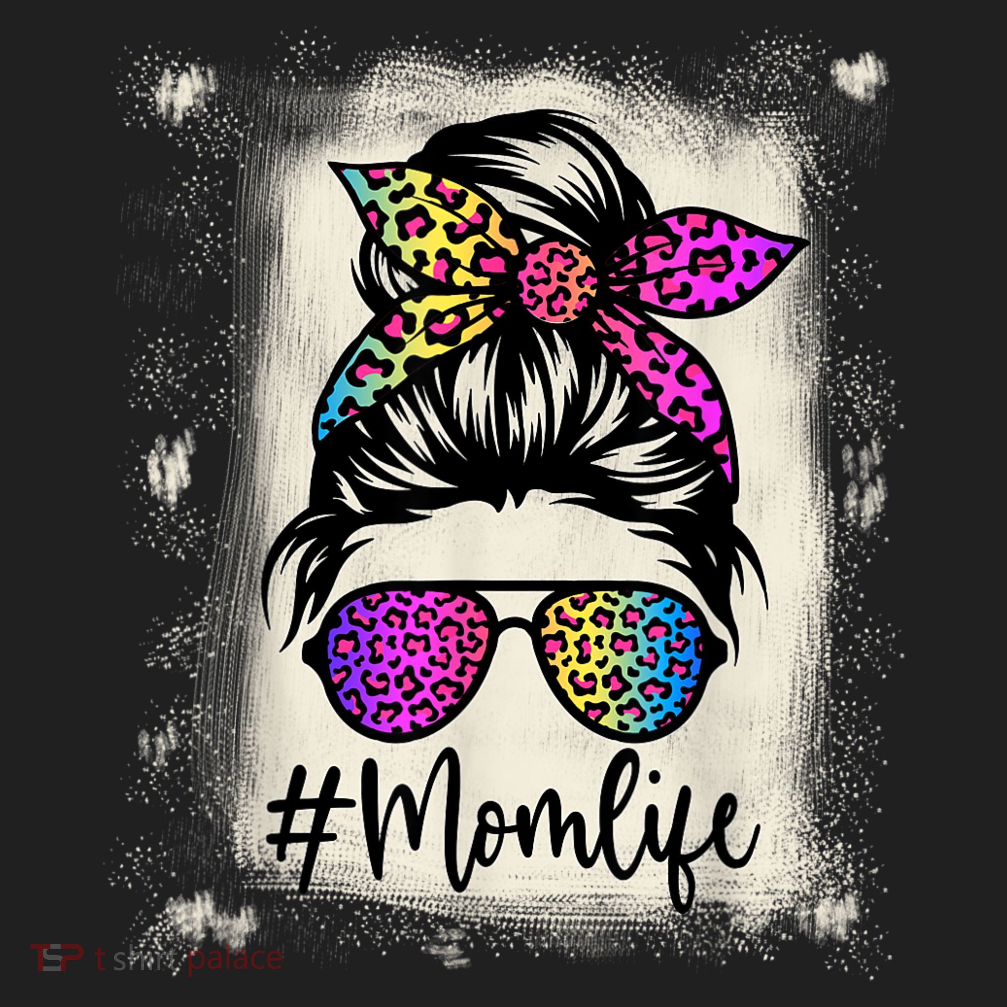 Womens Mom Life Bleached Rainbow Leopard Shirt Mama Mother Hat