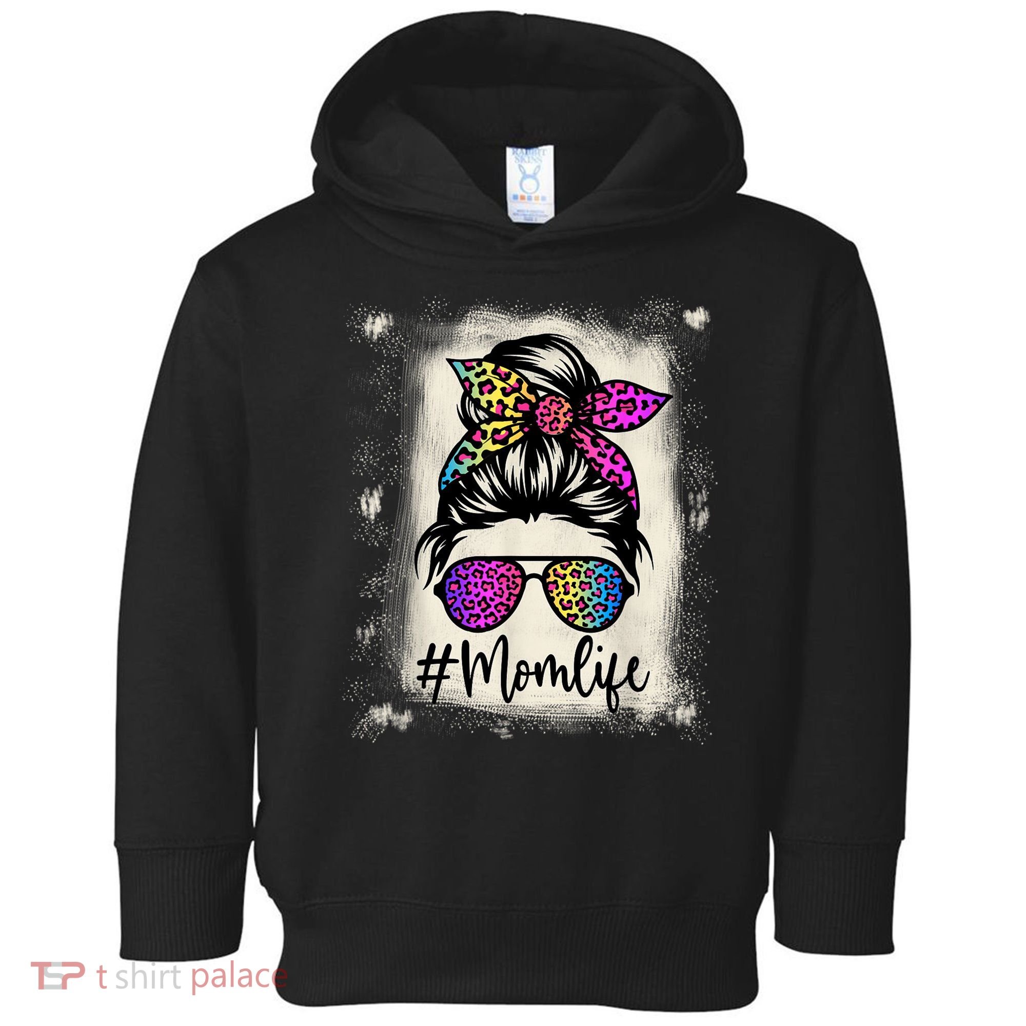 Womens Mom Life Bleached Rainbow Leopard Shirt Mama Mother Toddler Hoodie