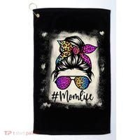 Womens Mom Life Bleached Rainbow Leopard Shirt Mama Mother Golf Towel thumb 0