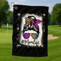 Womens Mom Life Bleached Rainbow Leopard Shirt Mama Mother Golf Towel thumb 1
