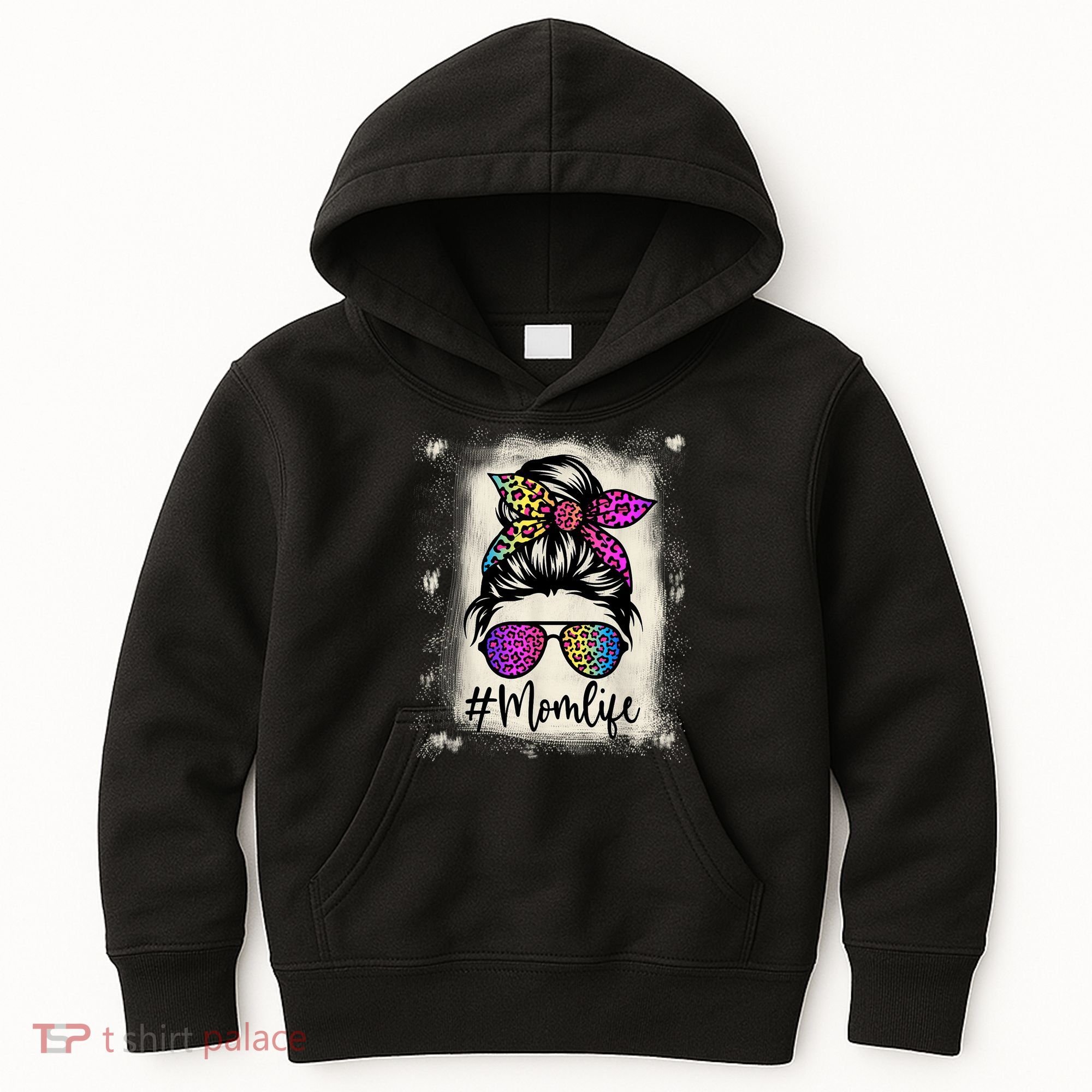 Womens Mom Life Bleached Rainbow Leopard Shirt Mama Mother Kids Hoodie