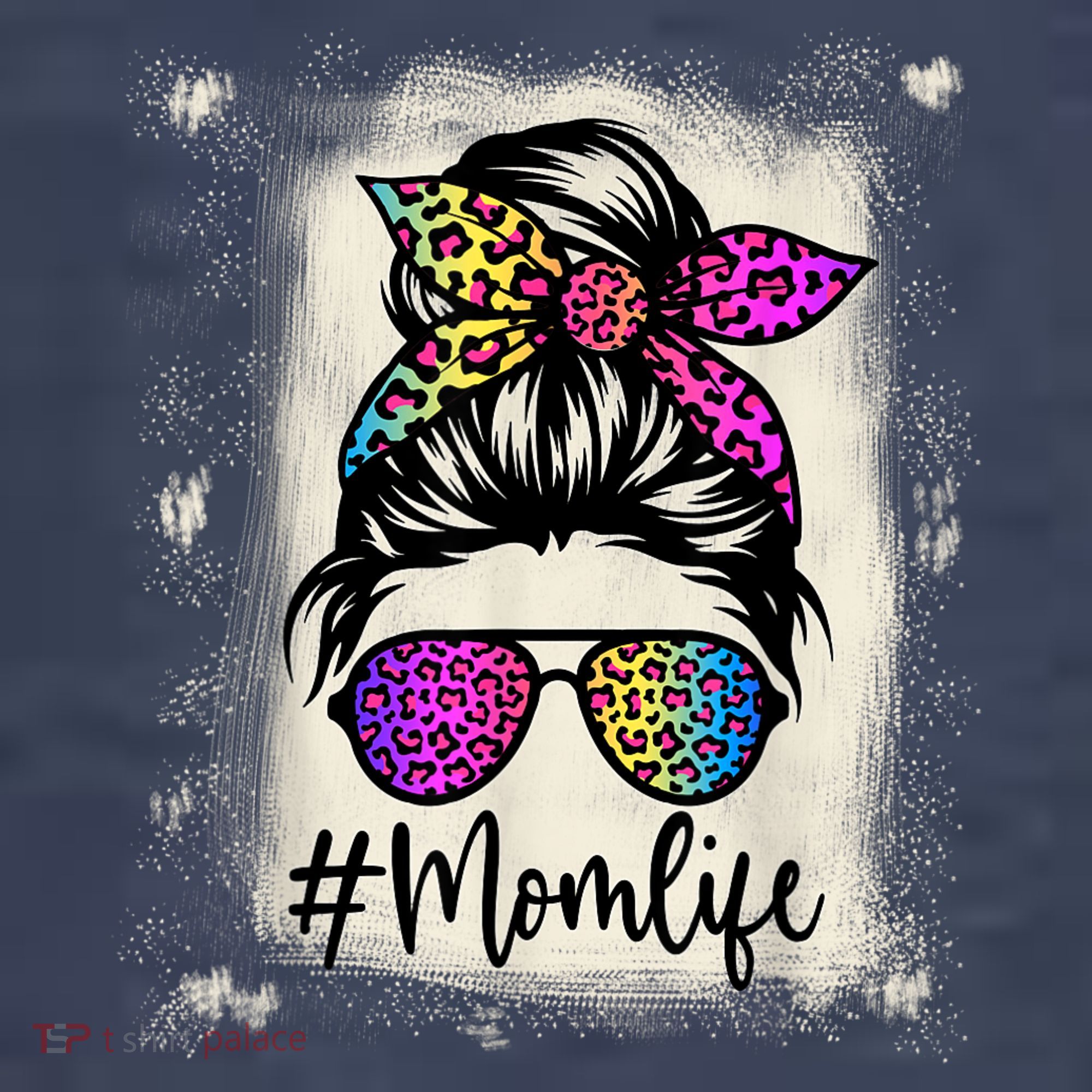 Womens Mom Life Bleached Rainbow Leopard Shirt Mama Mother Sweatshirt