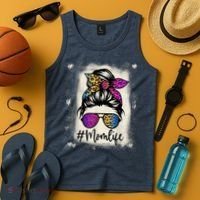 Womens Mom Life Bleached Rainbow Leopard Shirt Mama Mother Tank Top thumb 4