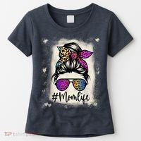 Womens Mom Life Bleached Rainbow Leopard Shirt Mama Mother Women's T-Shirt thumb 0