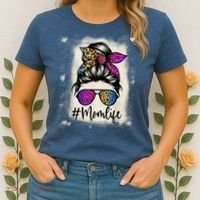Womens Mom Life Bleached Rainbow Leopard Shirt Mama Mother Women's T-Shirt thumb 2