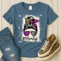 Womens Mom Life Bleached Rainbow Leopard Shirt Mama Mother Women's T-Shirt thumb 3