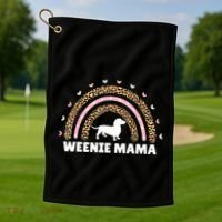 Weenie Mama Leopard Rainbow Dachshund Lover Gift Golf Towel thumb 1