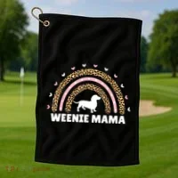 Weenie Mama Leopard Rainbow Dachshund Lover Gift Golf Towel thumb 1