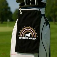 Weenie Mama Leopard Rainbow Dachshund Lover Gift Golf Towel thumb 2