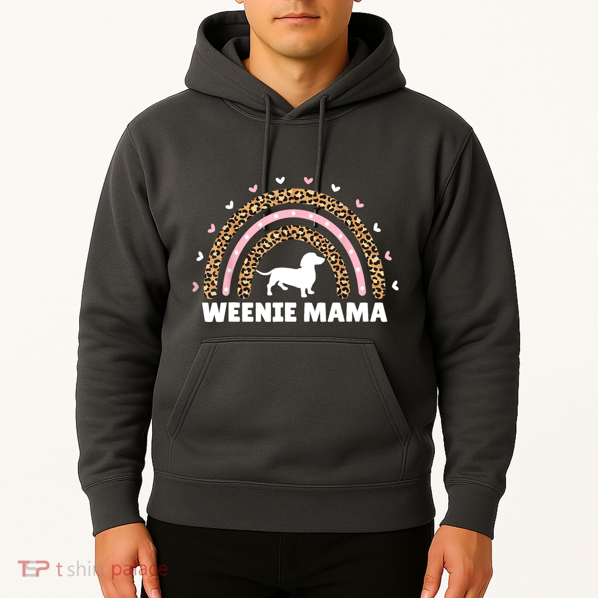 Weenie Mama Leopard Rainbow Dachshund Lover Gift Hoodie