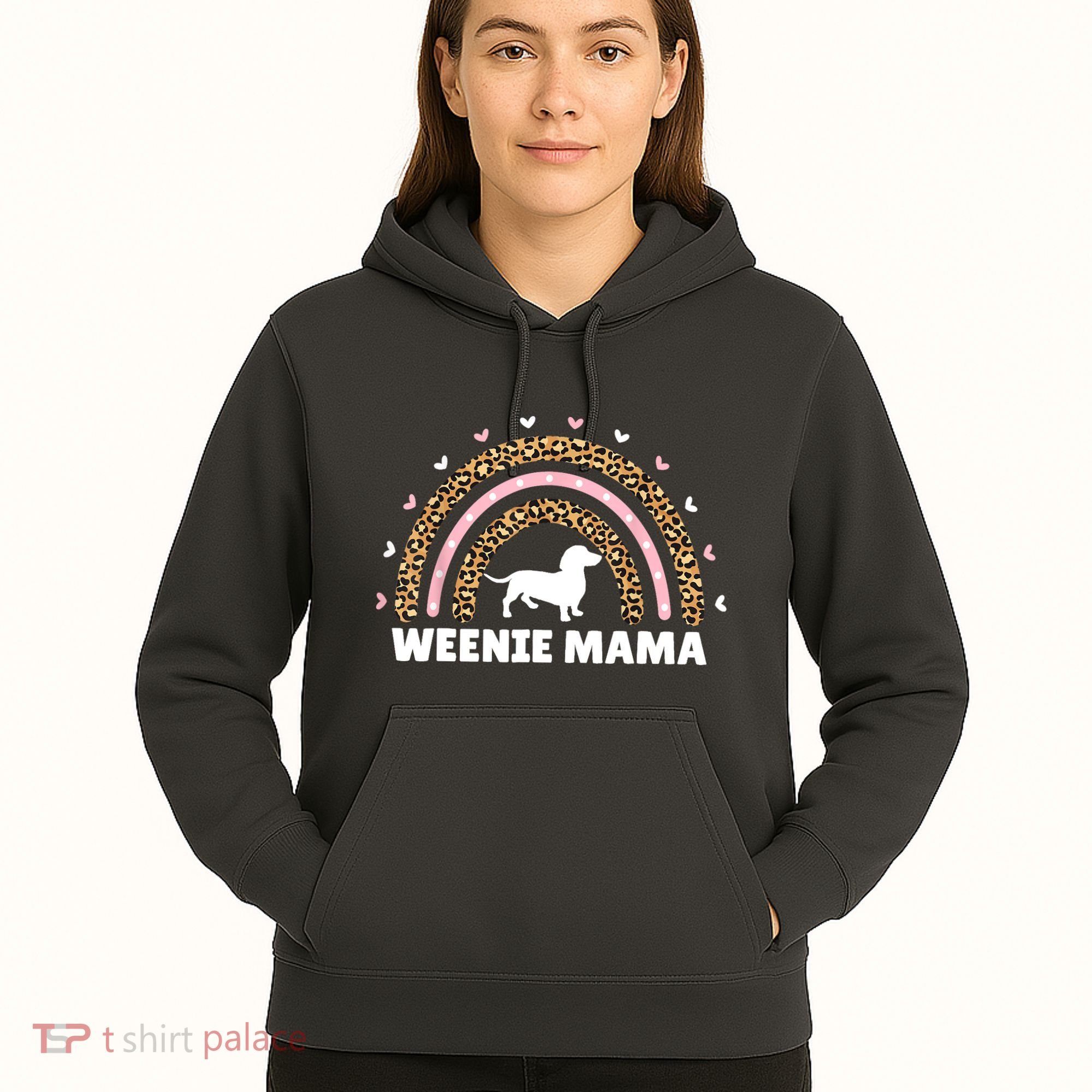 Weenie Mama Leopard Rainbow Dachshund Lover Gift Hoodie