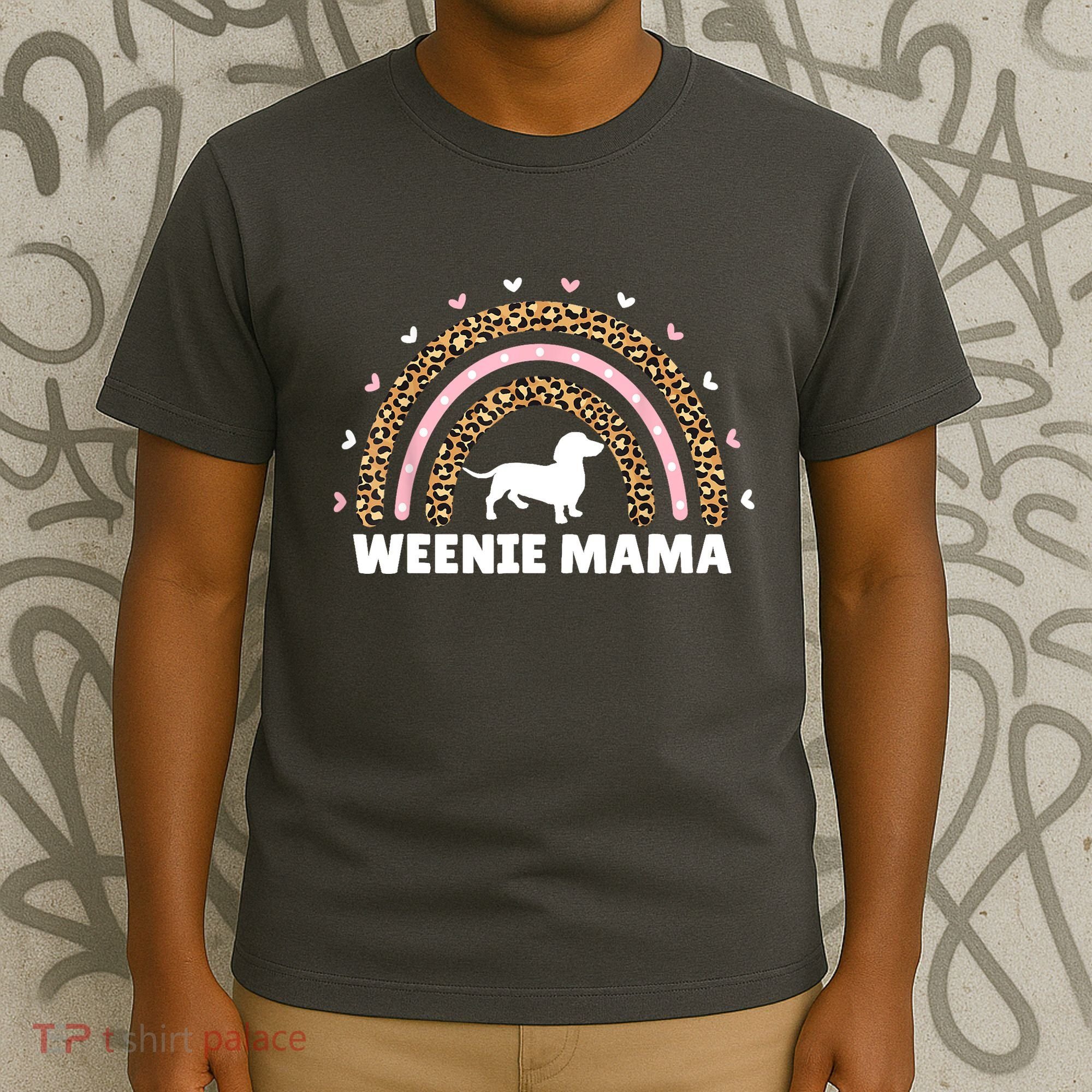 Weenie Mama Leopard Rainbow Dachshund Lover Gift T-Shirt