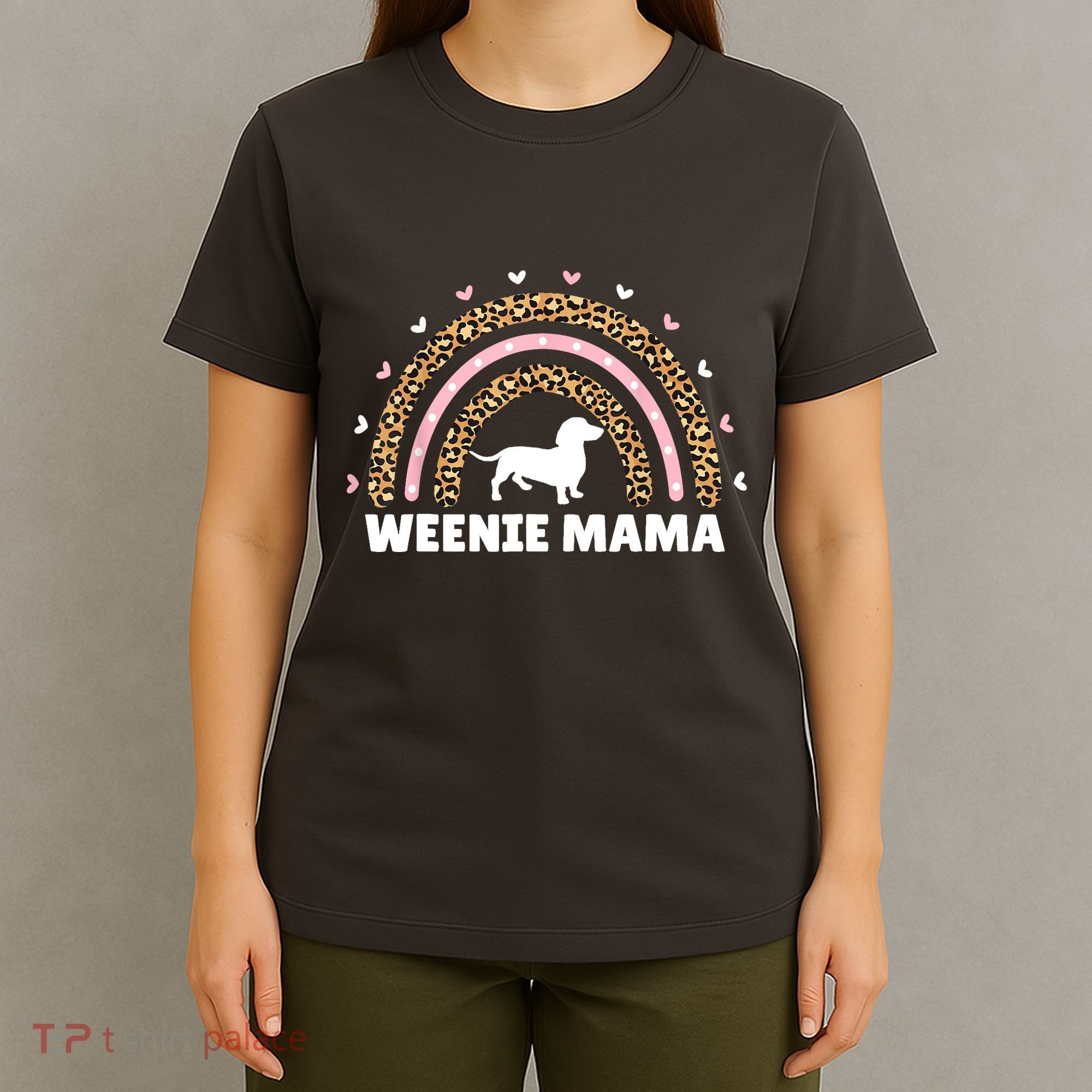 Weenie Mama Leopard Rainbow Dachshund Lover Gift T-Shirt