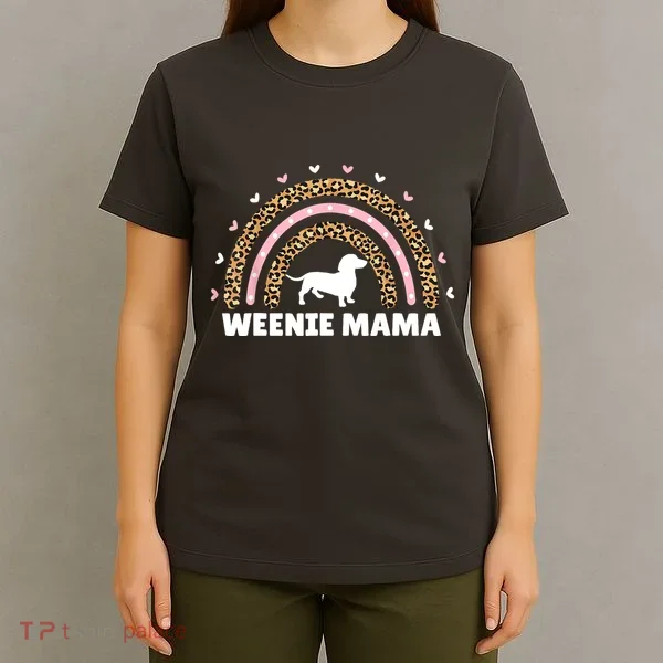 Weenie Mama Leopard Rainbow Dachshund Lover Gift T-Shirt