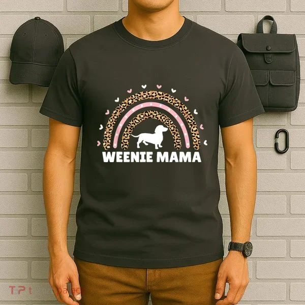 Weenie Mama Leopard Rainbow Dachshund Lover Gift T-Shirt