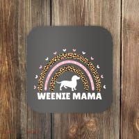 Weenie Mama Leopard Rainbow Dachshund Lover Gift Coaster thumb 0