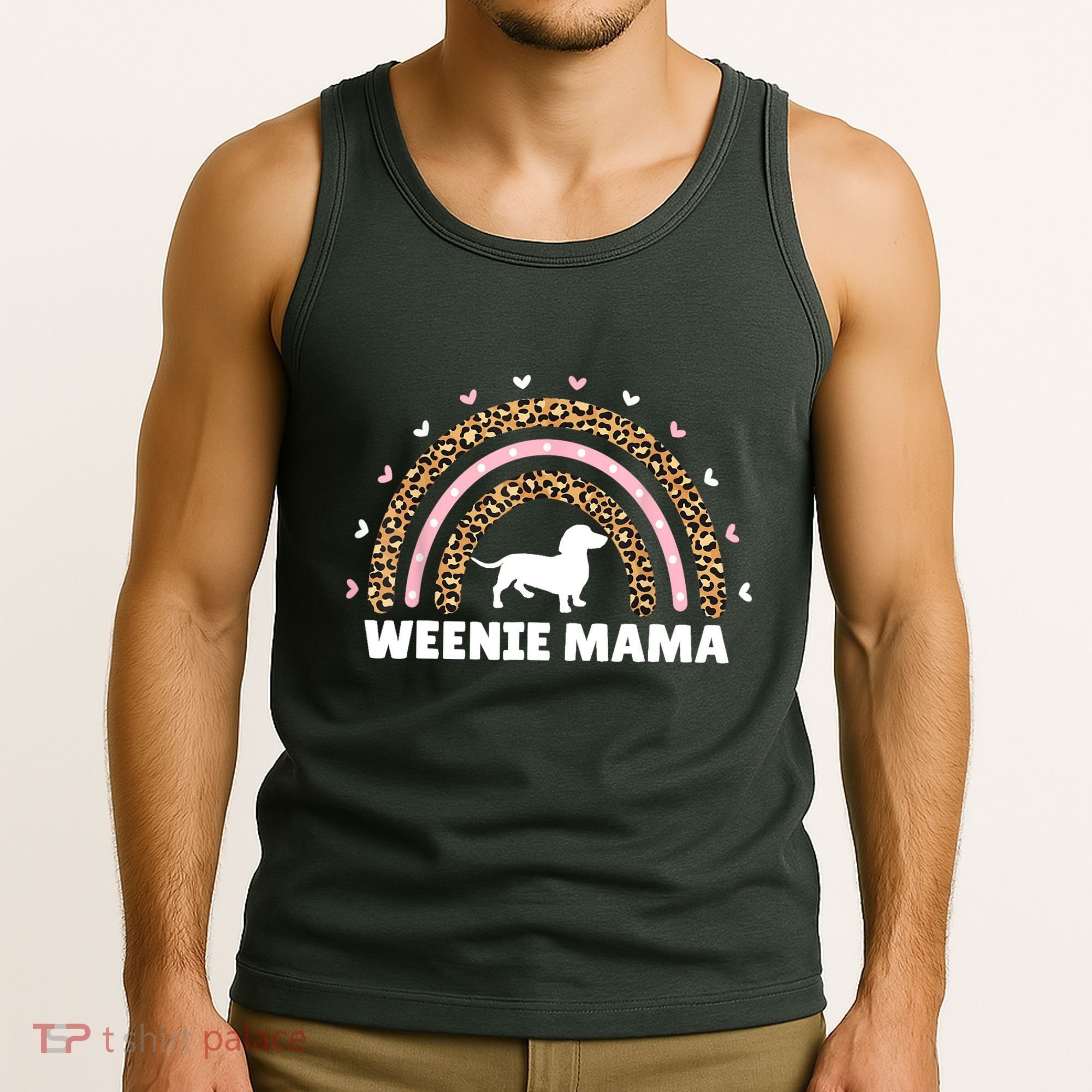Weenie Mama Leopard Rainbow Dachshund Lover Gift Tank Top