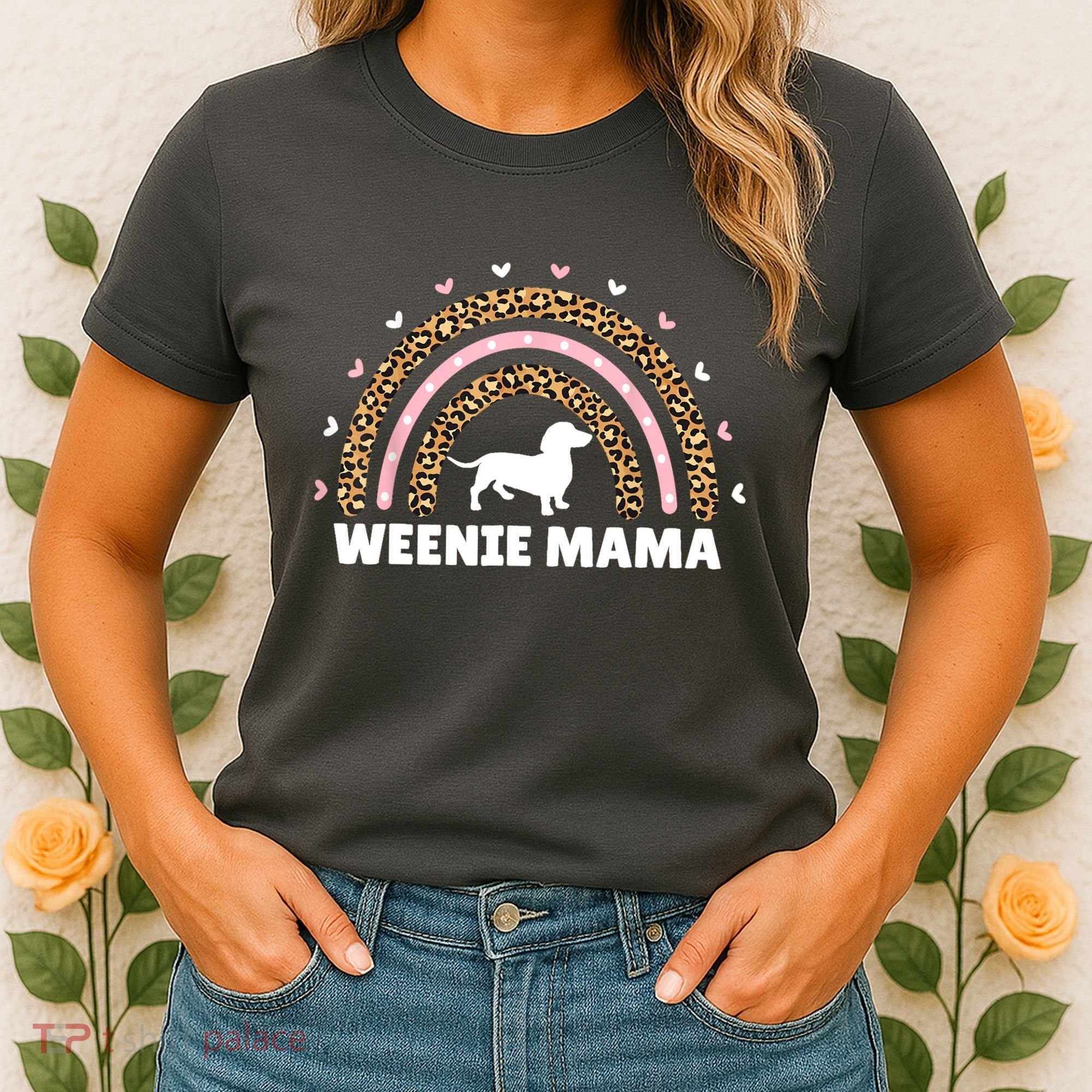 Weenie Mama Leopard Rainbow Dachshund Lover Gift Women's T-Shirt