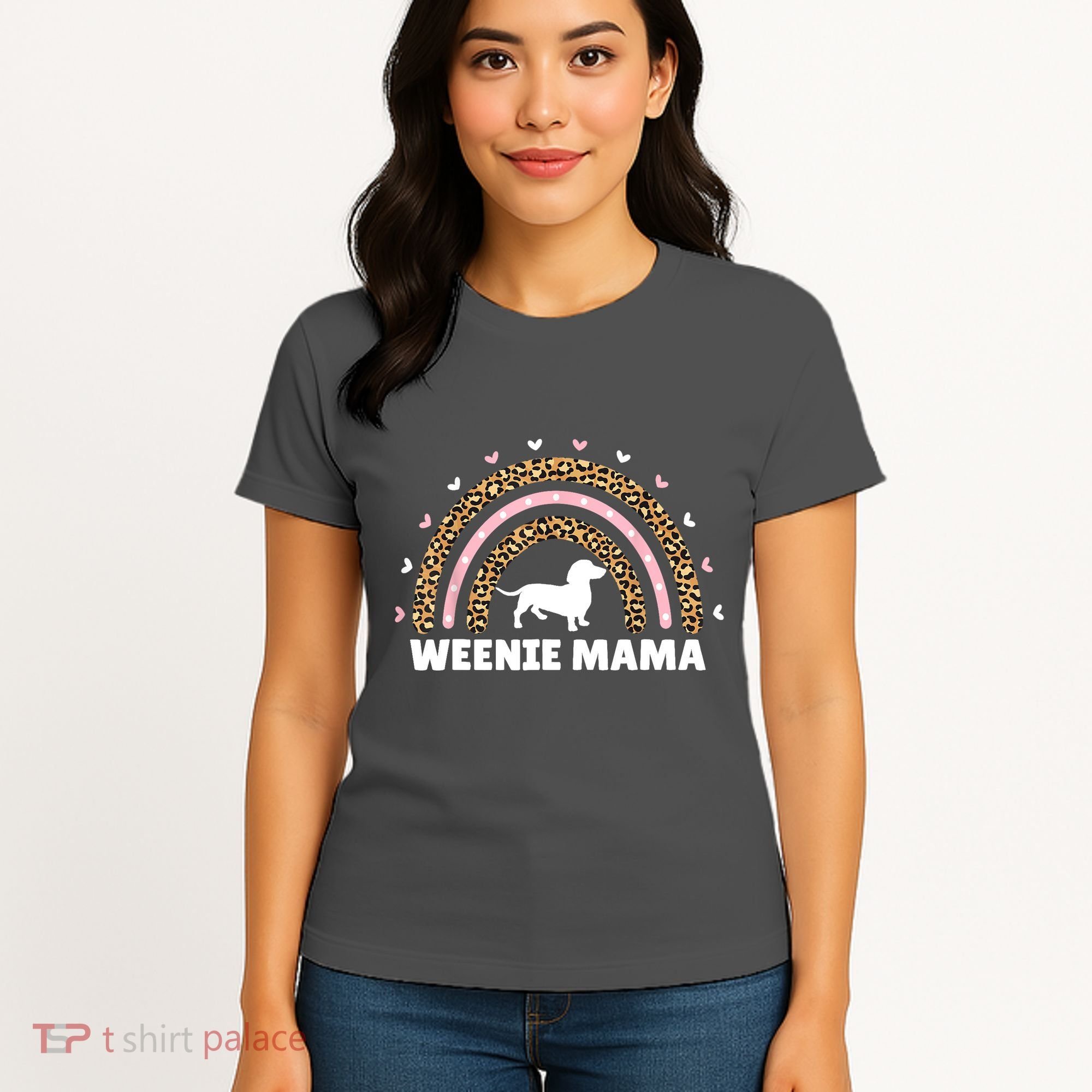 Weenie Mama Leopard Rainbow Dachshund Lover Gift Women's T-Shirt