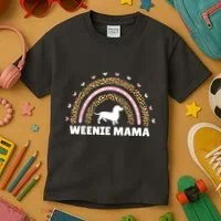 Weenie Mama Leopard Rainbow Dachshund Lover Gift Kids T-Shirt thumb 3