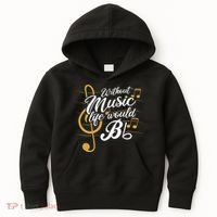 Without Music Life Would B Flat II Funny Music Quotes Kids Hoodie thumb 0