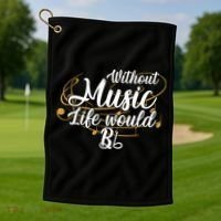 Without Music Life Would B Flat Ii Funny Music Quotes Lover Golf Towel thumb 1