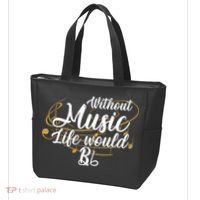 Without Music Life Would B Flat Ii Funny Music Quotes Lover Tote Bag thumb 3