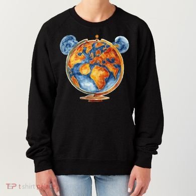 Watercolor Mouse Earth World Globe Women's Sweatshirt