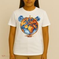 Watercolor Mouse Earth World Globe T-Shirt thumb 4