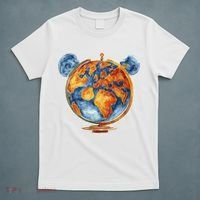 Watercolor Mouse Earth World Globe T-Shirt thumb 5
