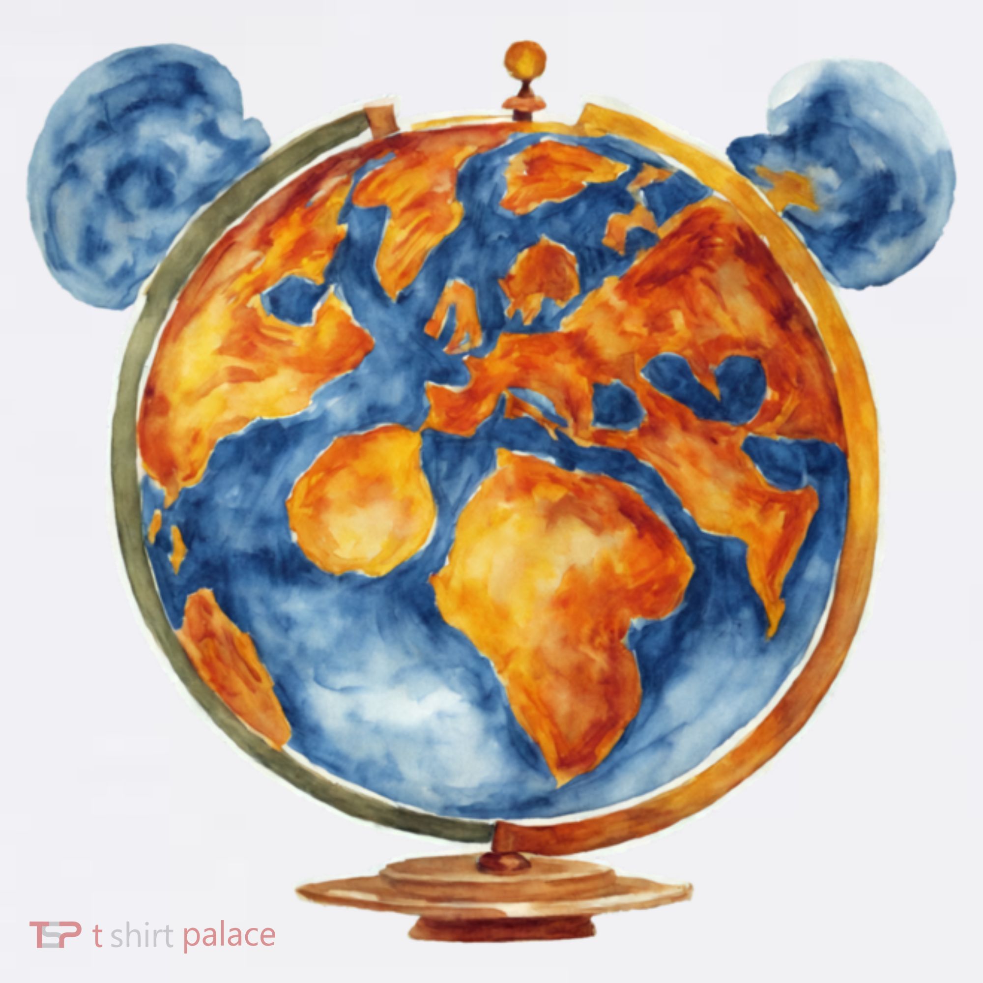 Watercolor Mouse Earth World Globe T-Shirt