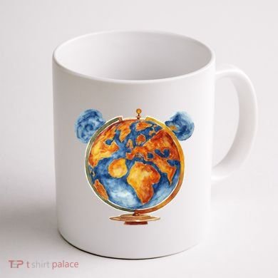 Watercolor Mouse Earth World Globe Coffee Mug back