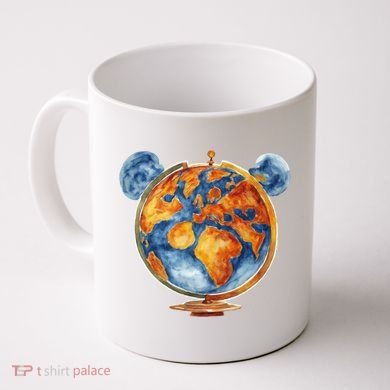 Watercolor Mouse Earth World Globe Coffee Mug