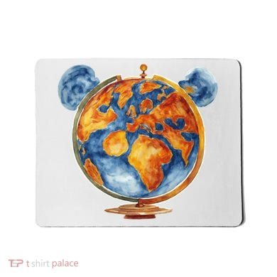 Watercolor Mouse Earth World Globe Mousepad