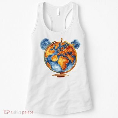 Watercolor Mouse Earth World Globe Women's Tank Top