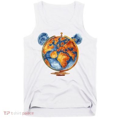 Watercolor Mouse Earth World Globe Tank Top
