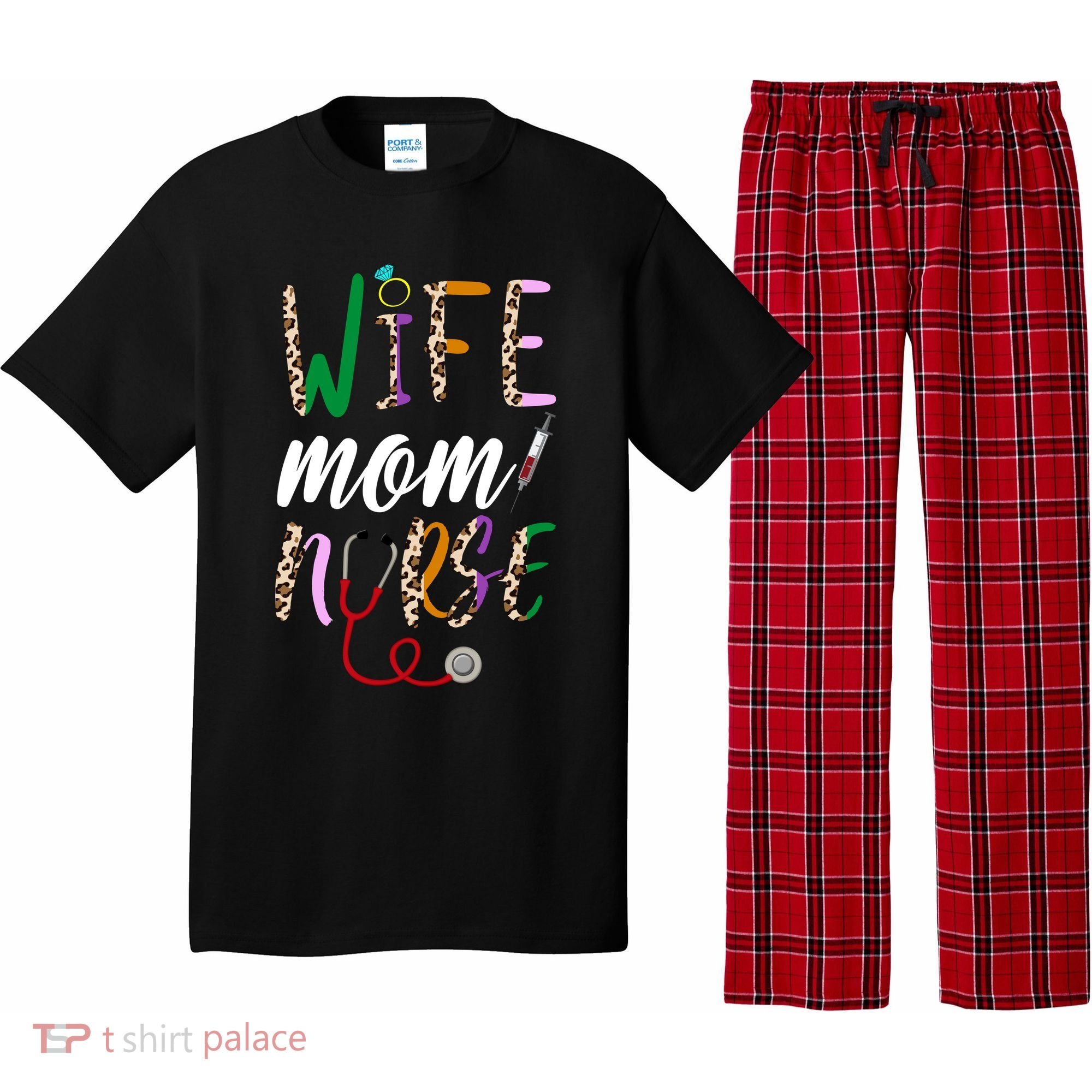 Wife Mom Nurse Cheetah Pajama Set