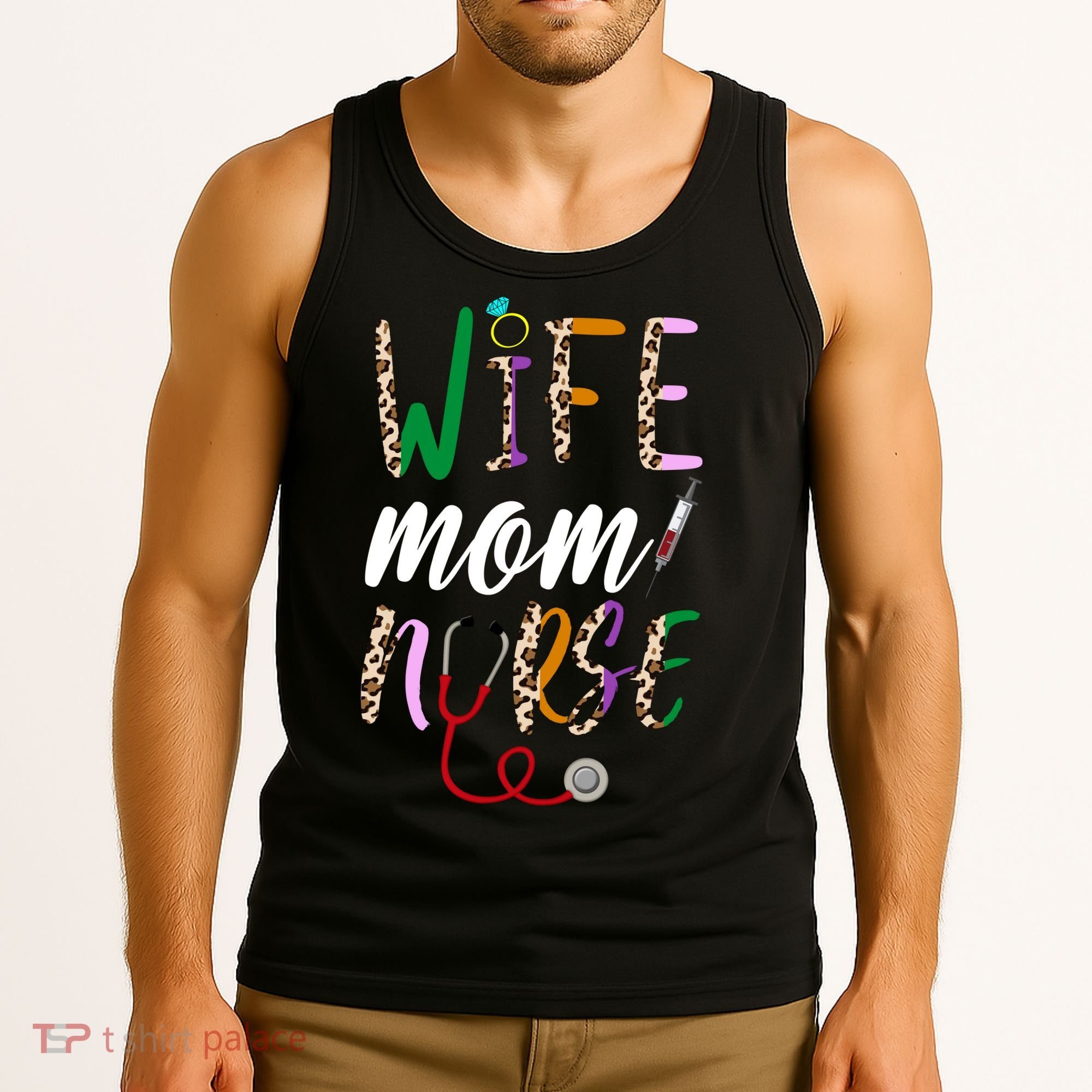 Wife Mom Nurse Cheetah Tank Top