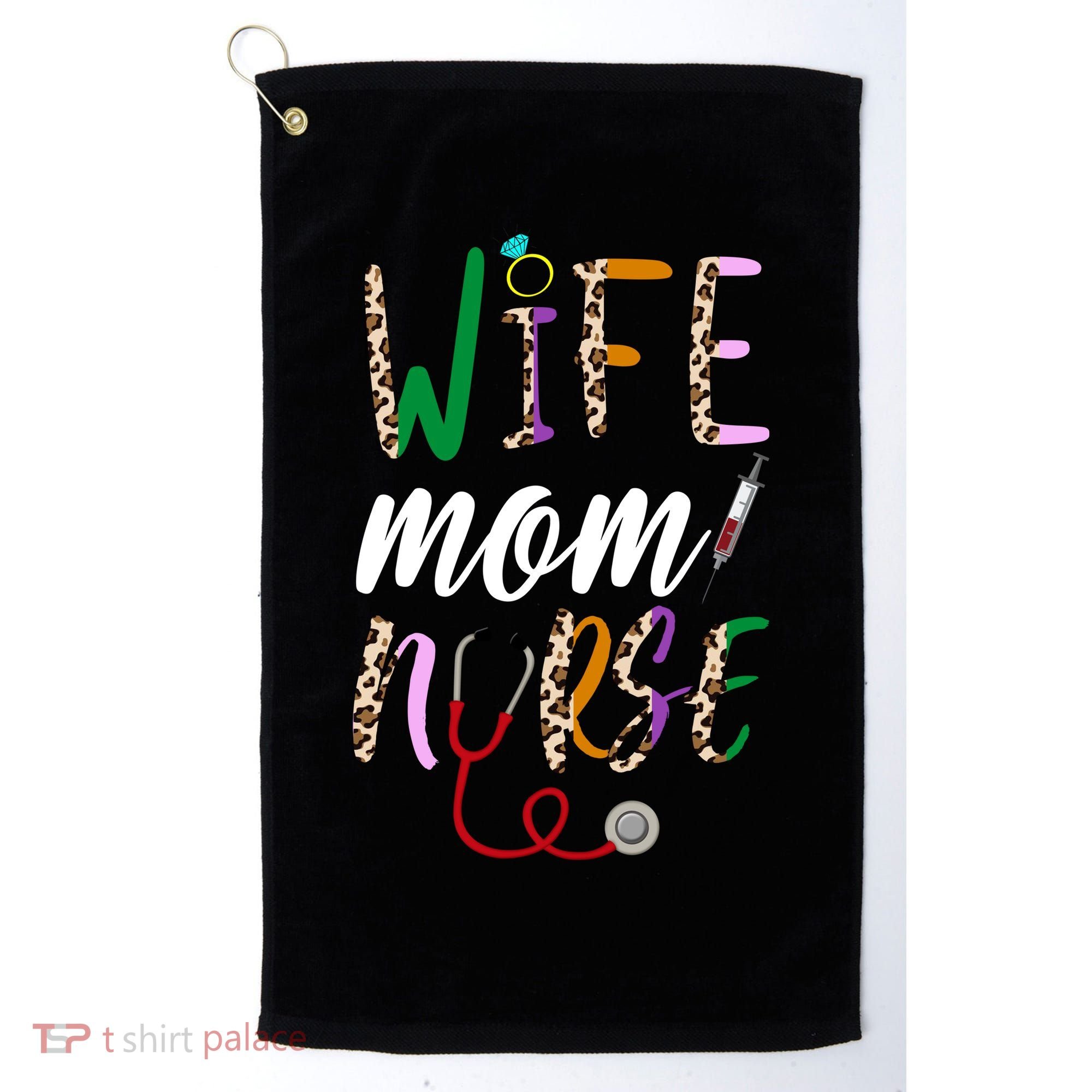 Wife Mom Nurse Cheetah Golf Towel
