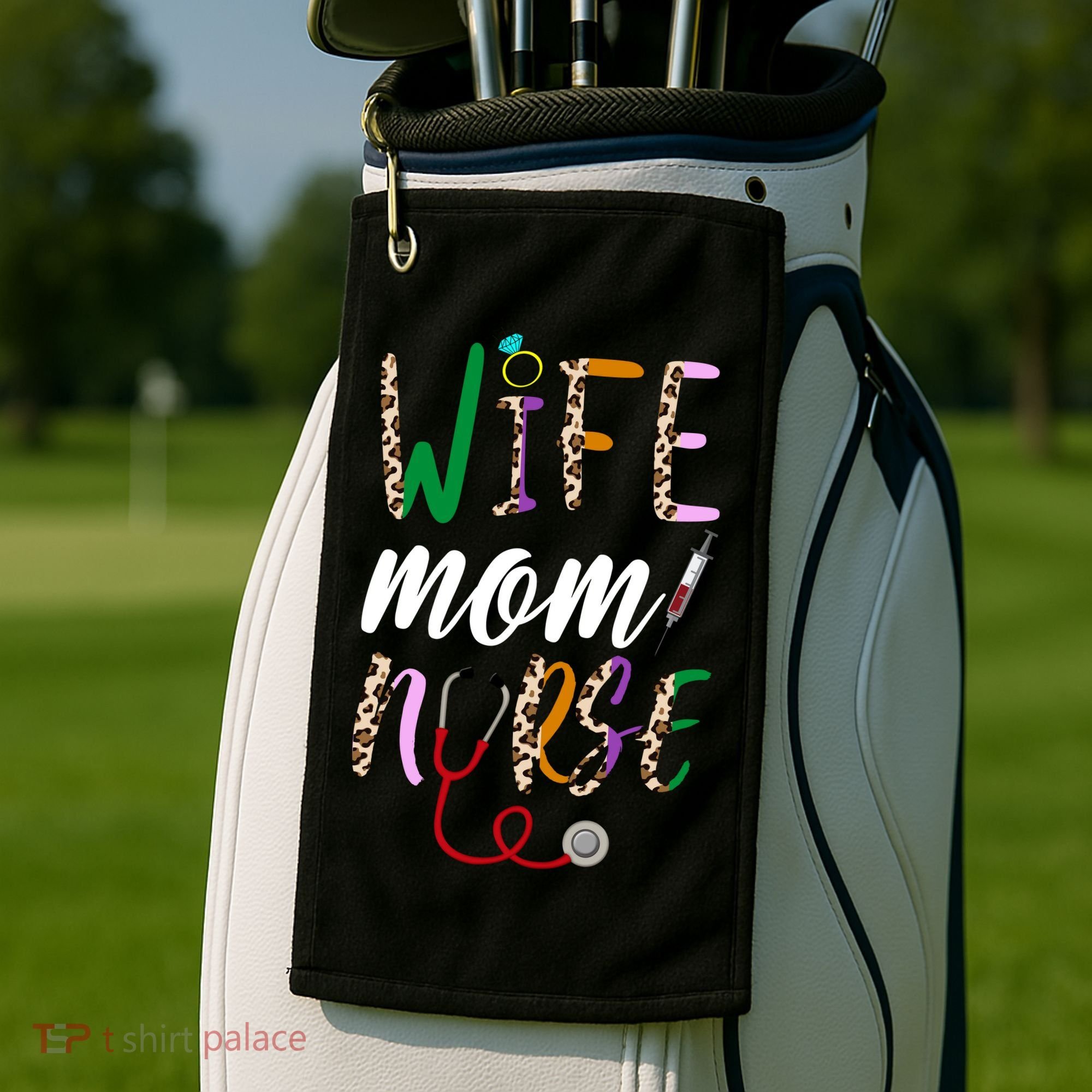 Wife Mom Nurse Cheetah Golf Towel