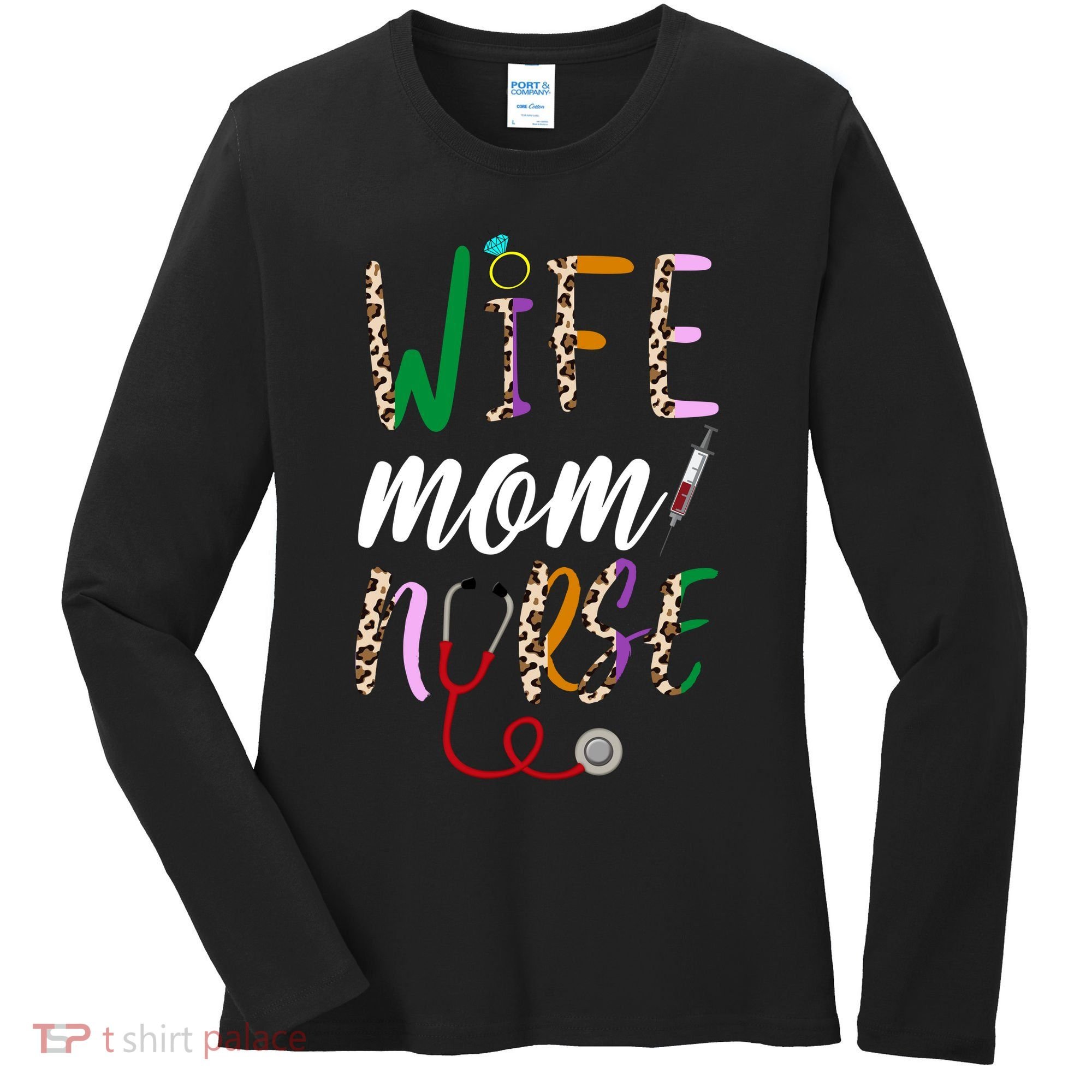 Wife Mom Nurse Cheetah Women's Long Sleeve Shirt