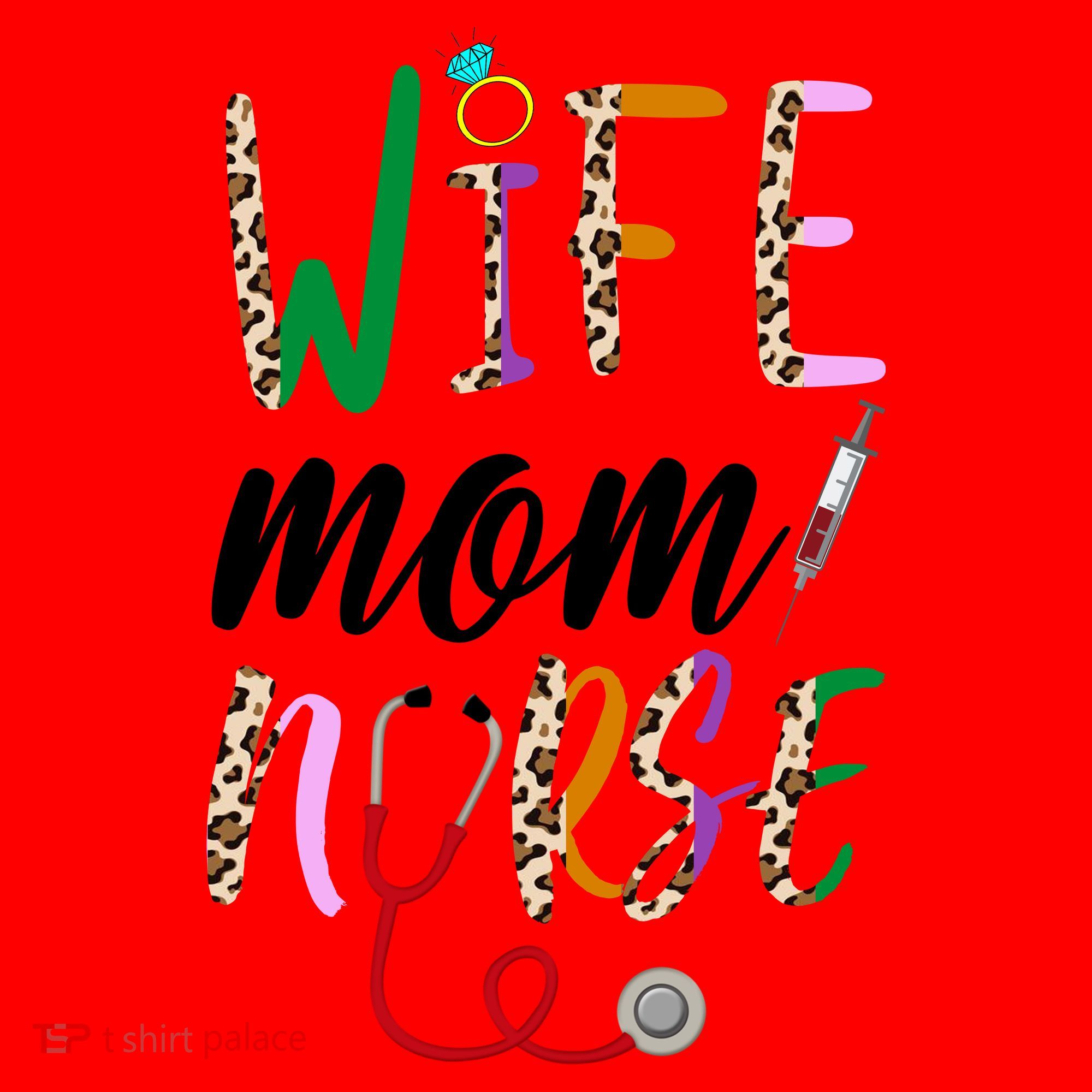 Wife Mom Nurse Cheetah Santa Hat