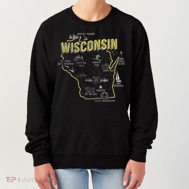 Wisconsin Map Of Memorable Spots Women's Sweatshirt