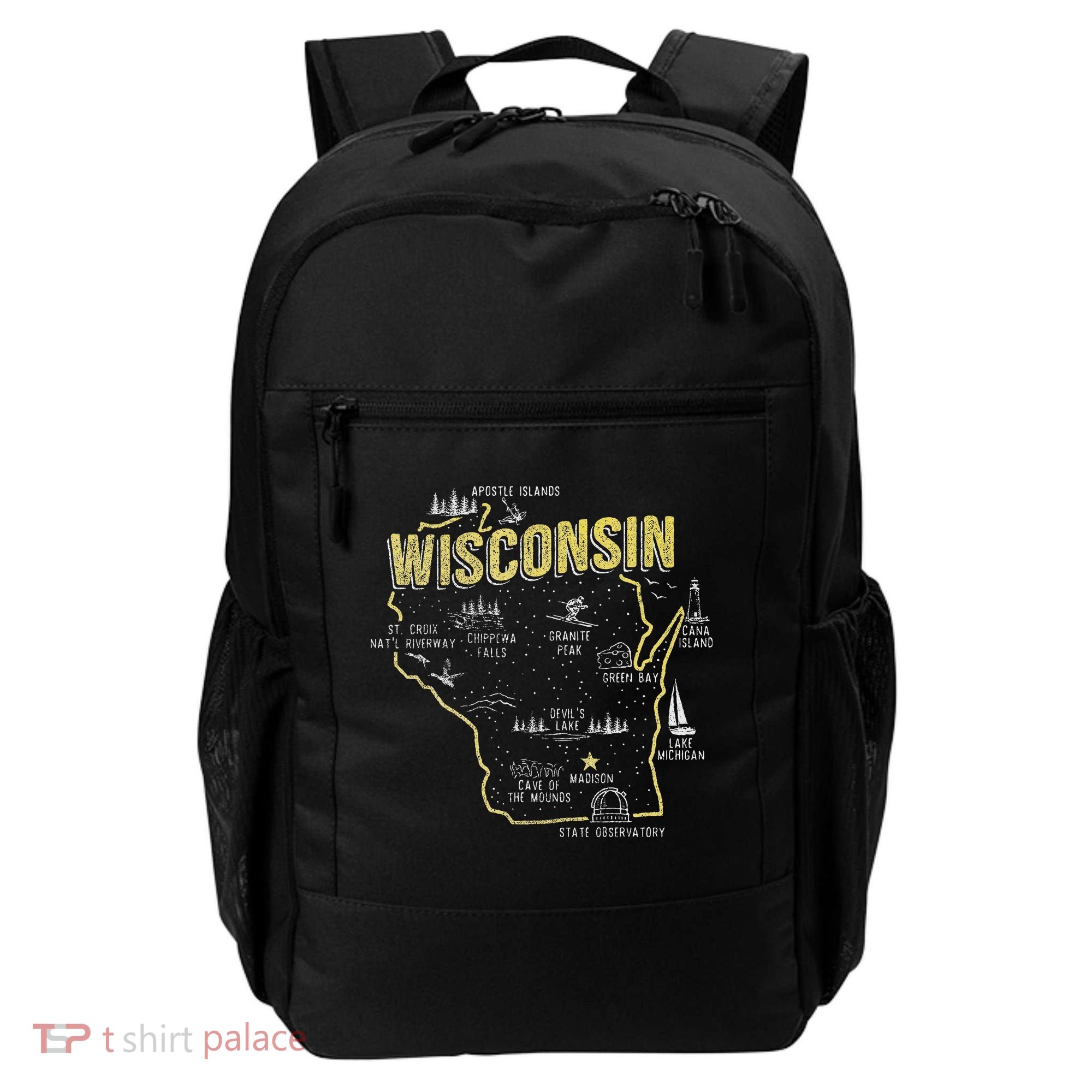 Wisconsin Map Of Memorable Spots Backpack