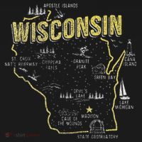 Wisconsin Map Of Memorable Spots Bucket Hat thumb 4