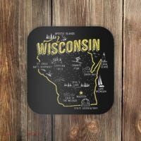 Wisconsin Map Of Memorable Spots Coaster thumb 0