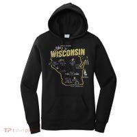 Wisconsin Map Of Memorable Spots Women's Hoodie thumb 0