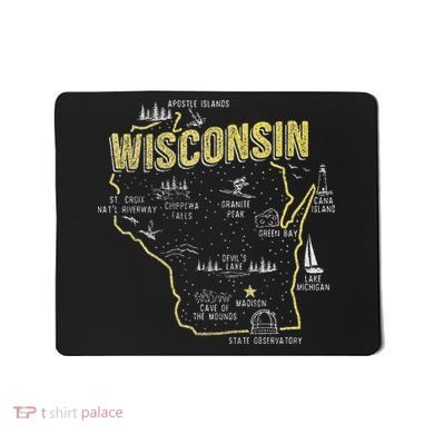 Wisconsin Map Of Memorable Spots Mousepad