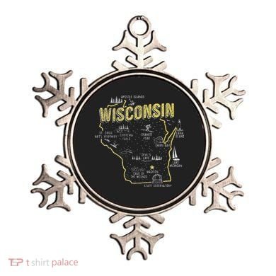 Wisconsin Map Of Memorable Spots Ornament